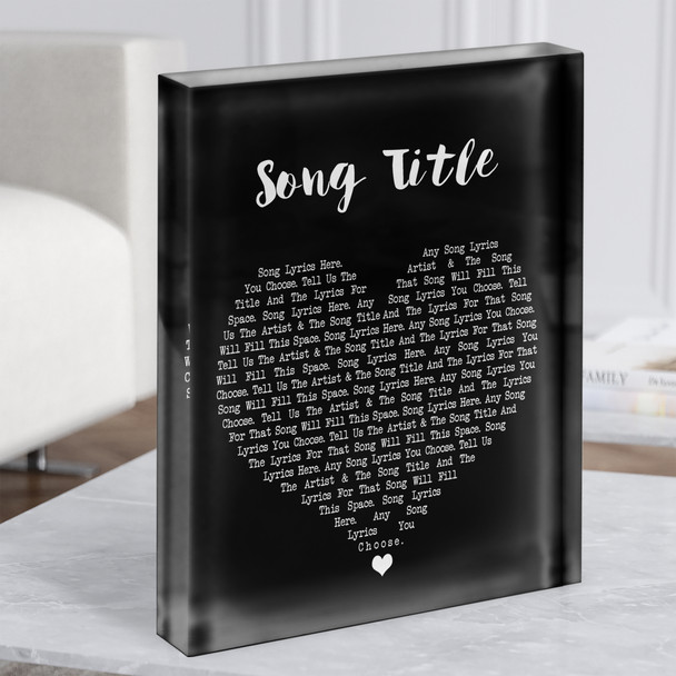 Black Heart Any Song Lyric Acrylic Block