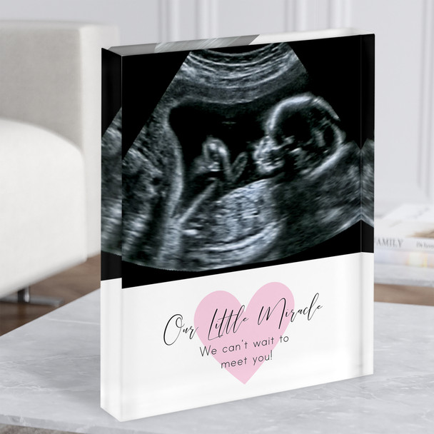 Baby Pregnancy Ultrasound Scan Photo Our Little Miracle Gift Acrylic Block