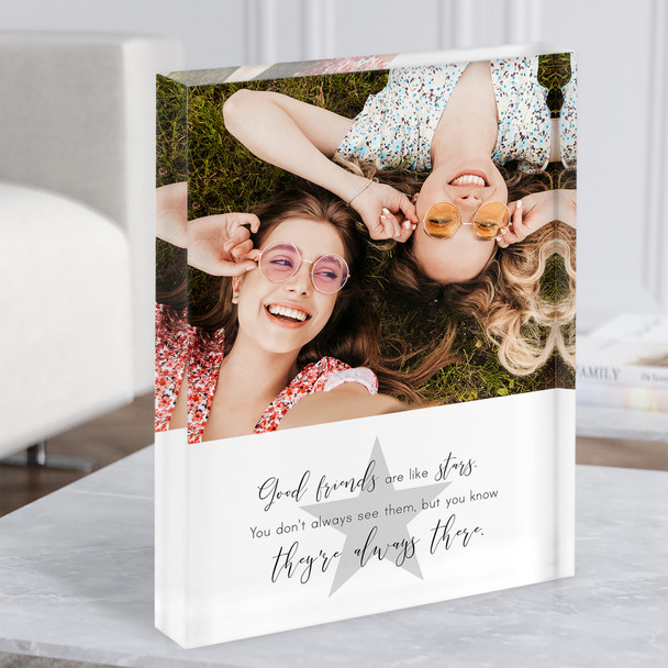 Good Friends Best Friends Star Photo Quote Personalised Gift Acrylic Block