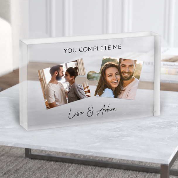 Jigsaw You Complete Me Love Partner Photo Personalised Gift Acrylic Block
