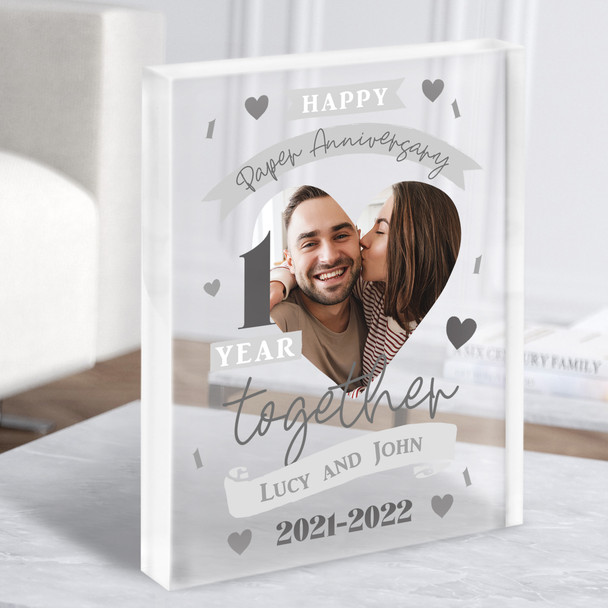 1 Year Together 1st Wedding Anniversary Paper Photo Gift Acrylic Block