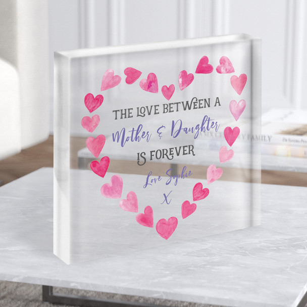 Pink Hearts Acrylic Block