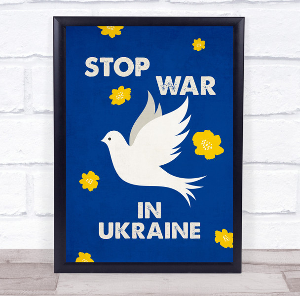 Stop War In Ukraine Dove Peace Flowers Personalised Wall Art Gift Print