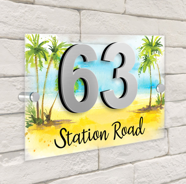 Beach Holiday Coastal Sea Tropical 3D Modern Acrylic Door Number House Sign