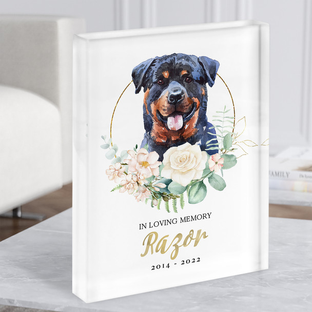 Rottweiler Dog Pet Memorial Loving Memory Personalised Gift Acrylic Block