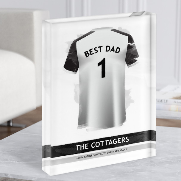 Fulham Football Shirt Paint Effect Best Dad Father's Day Gift Acrylic Block