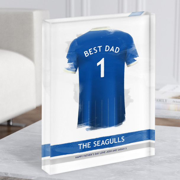 Brighton & Hove Albion Football Shirt Dad Father's Day Gift Acrylic Block