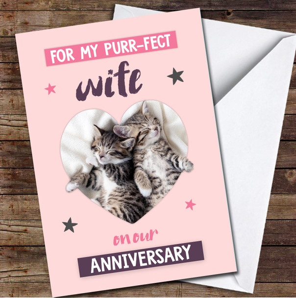 For My Perfect Wife Our Anniversary Cute Cats Kittens Hug Cute Personalised Card