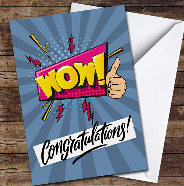 Cartoon Style Wow Congratulations Well Done Any Occasion Personalised Card