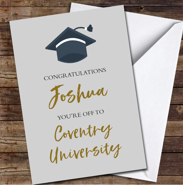 Congratulations You're Off To University Hat Uni Name Personalised Card