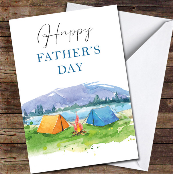 Happy Father's Day Dad Camping Tents Nature Personalised Card