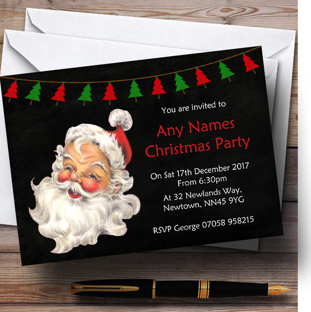 Santa Chalk Effect Customised Christmas Party Invitations