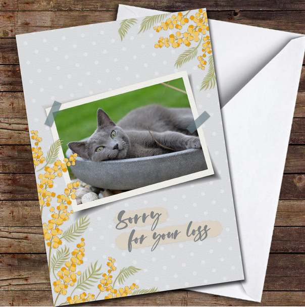 Yellow Flowers With Photo Frame Sympathy Sorry For Your Loss Personalised Card