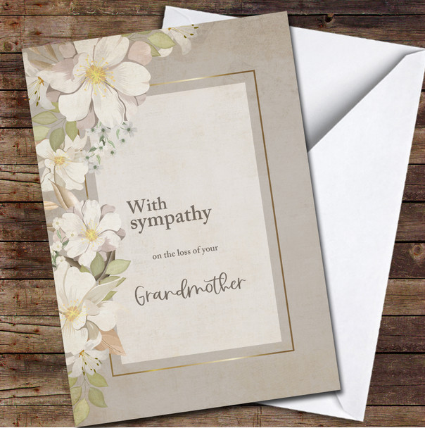 White Flowers With Sympathy On Loss Of Grandmother Personalised Card