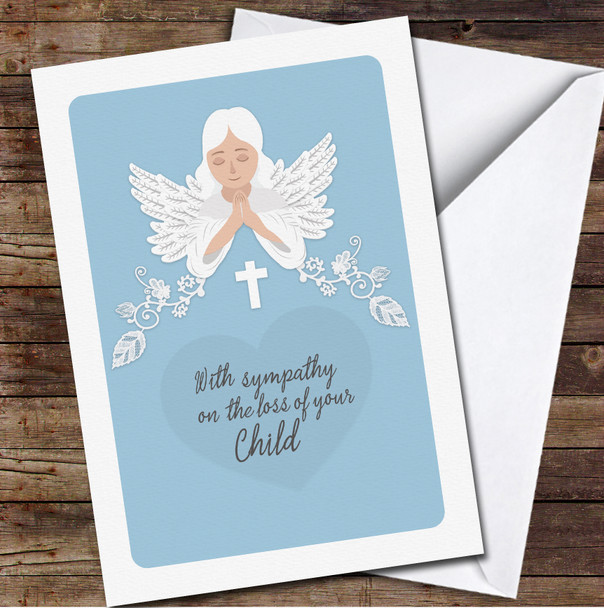 Blue Angel Cross Child Loss Sympathy Personalised Card
