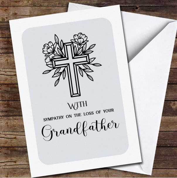 Cross With Flowers Sympathy Loss Personalised Card