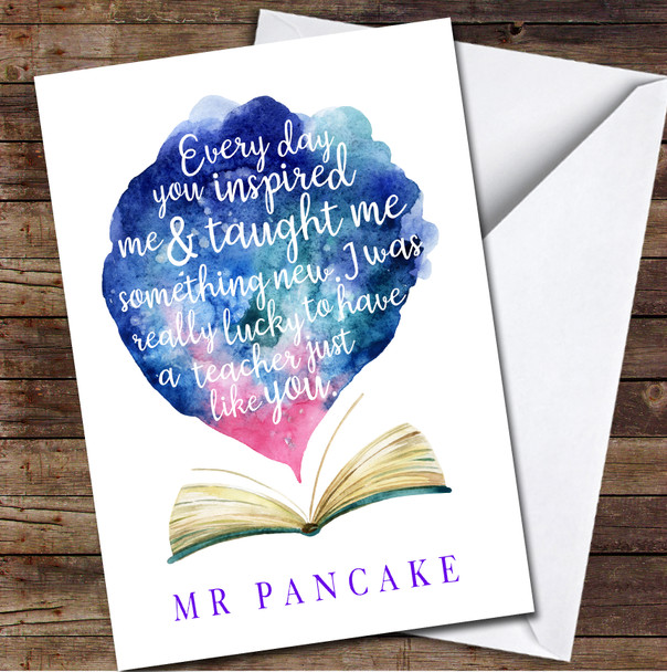 Lucky To Have A Teacher Like You Majestic Book School Leavers Personalised Card