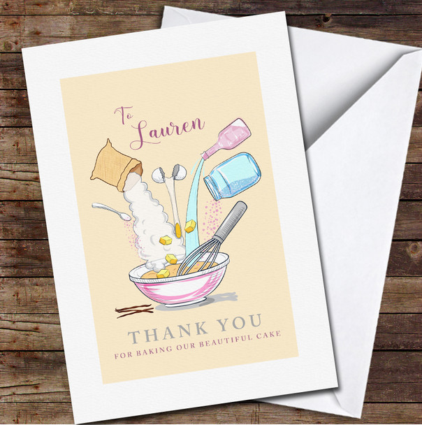 Baking Ingredients Thank You For Baking Cake Baker Birthday Personalised Card