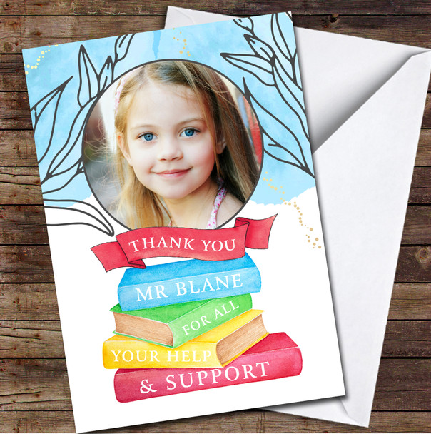 Thank You Teacher Books Photo School Leavers Personalised Card