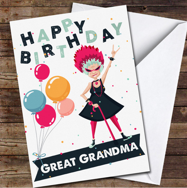 Great Grandma Cool Rock Grandmother Any Text Personalised Birthday Card