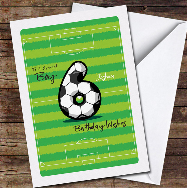 6th Boy Football Number Six Any Age Personalised Birthday Card