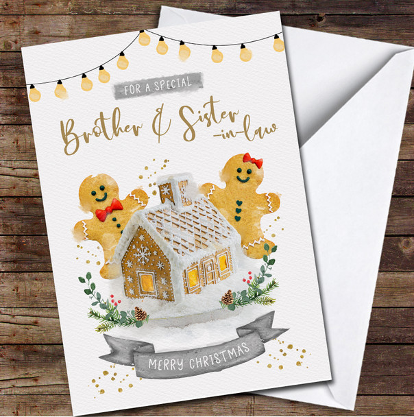 Brother & Sister-in-law Gingerbread Couple Any Text Personalised Christmas Card