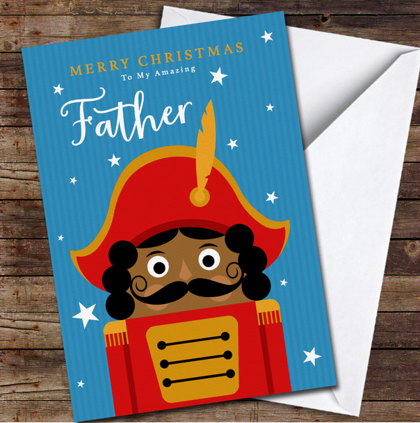 Father Dark Skin Nutcracker Any Text Personalised Christmas Card