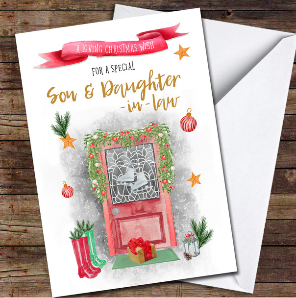 Son & Daughter-in-law Front Door Wish Any Text Personalised Christmas Card Son & Daughter-in-law Front Door Wish Any Text Personalised Christmas Card