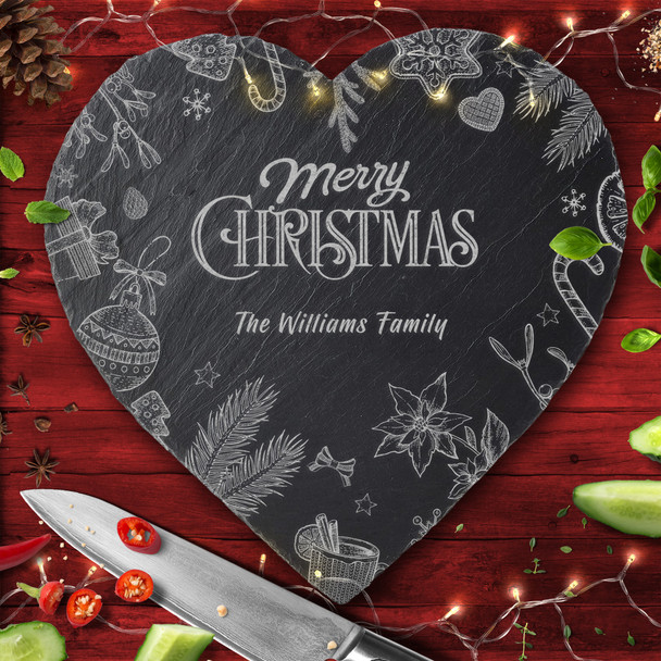 Vintage Heart Any Text Personalised Engraved Christmas Slate Chopping Board