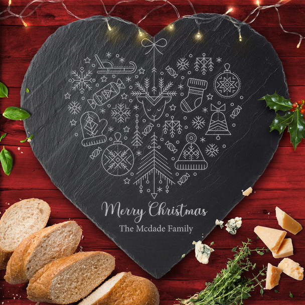 Elements Heart Any Text Personalised Engraved Christmas Slate Cheese Board