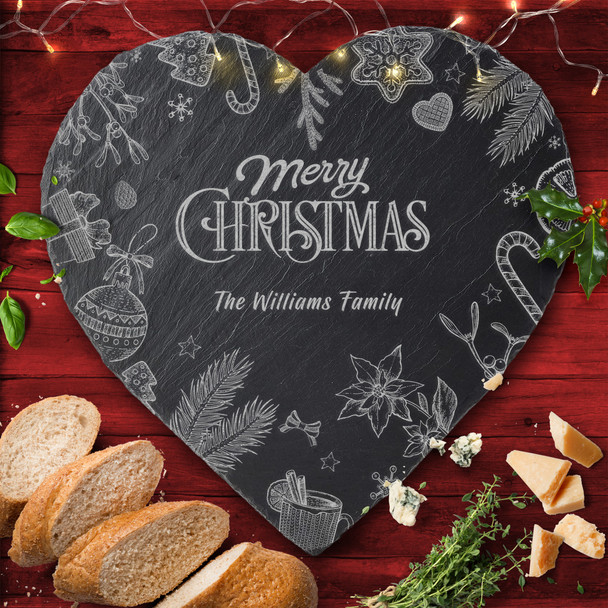 Vintage Heart Any Text Personalised Engraved Christmas Slate Cheese Board