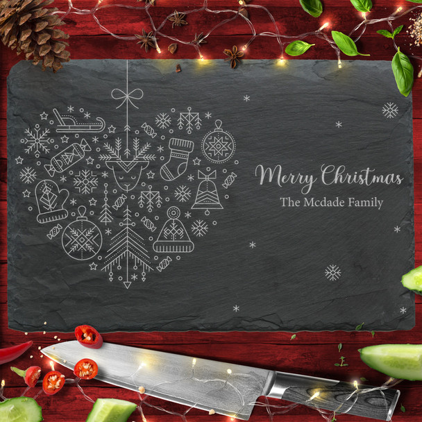 Elements Rectangle Any Text Personalised Engraved Christmas Slate Chopping Board