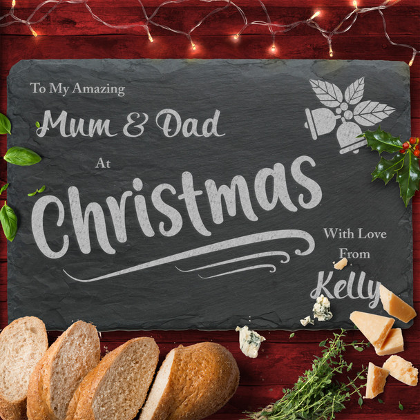 Any Text Xmas Rectangle Personalised Engraved Christmas Slate Cheese Board
