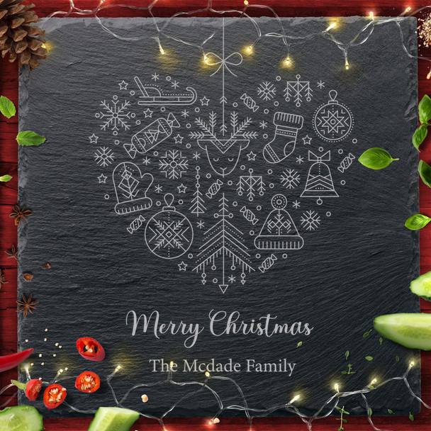 Elements Square Any Text Personalised Engraved Christmas Slate Chopping Board