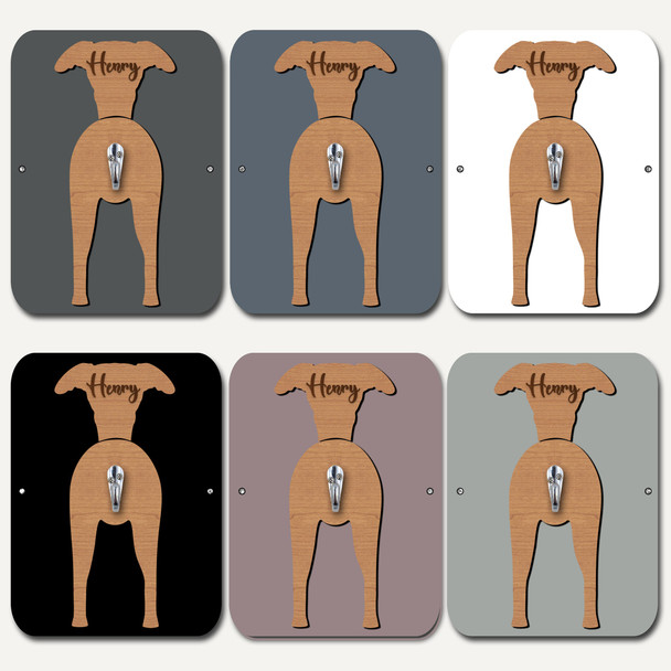 Whippet Dog Lead Holder Leash Hanger Hook Any Colour Personalised Gift