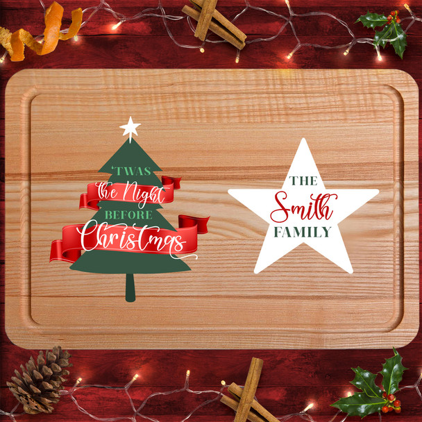 Tree Rectangle Personalised Christmas Eve Board Santa Reindeer Treat Plate