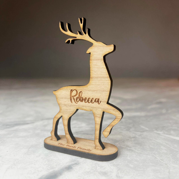 Personalised Christmas Reindeer Family Decoration Table Name Place Setting