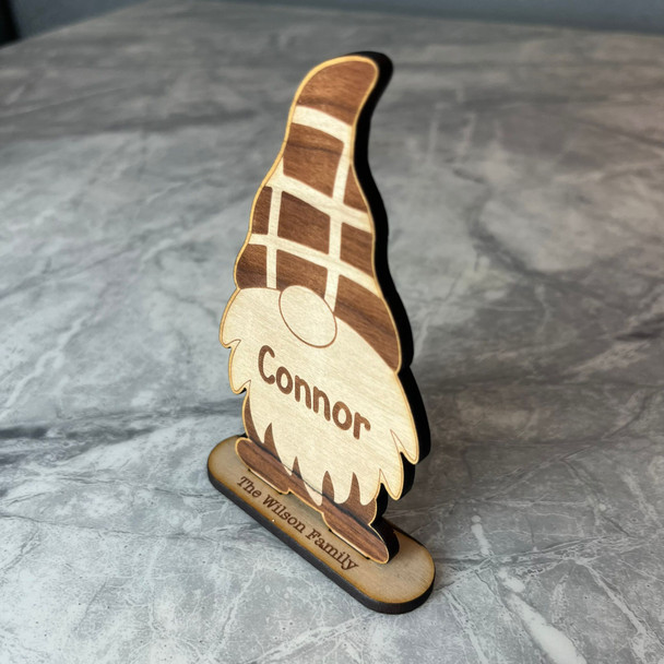 Personalised Gonk Christmas Gnome Elf Family Decoration Table Name Place Setting