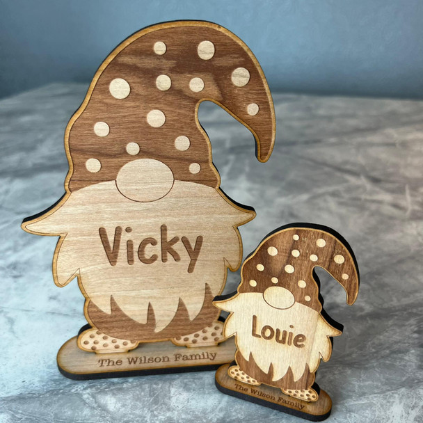 Personalised Gonk Christmas Elf Gnome Family Decoration Table Name Place Setting