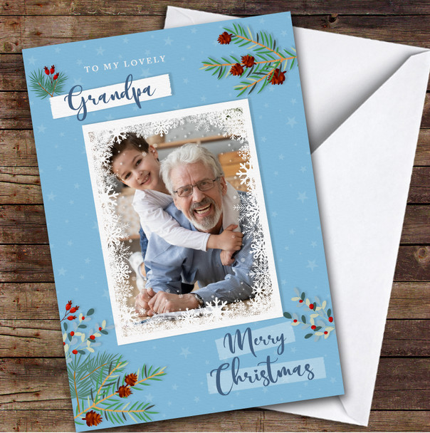 Lovely Grandpa Merry Christmas Photo Frame Personalised Christmas Card