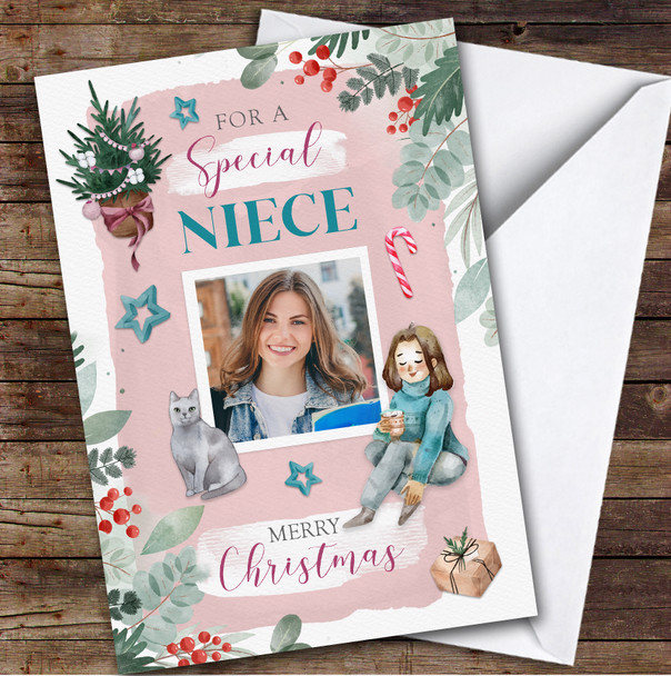 Special Niece Gingerbread Cookies Gifts Photo Personalised Christmas Card