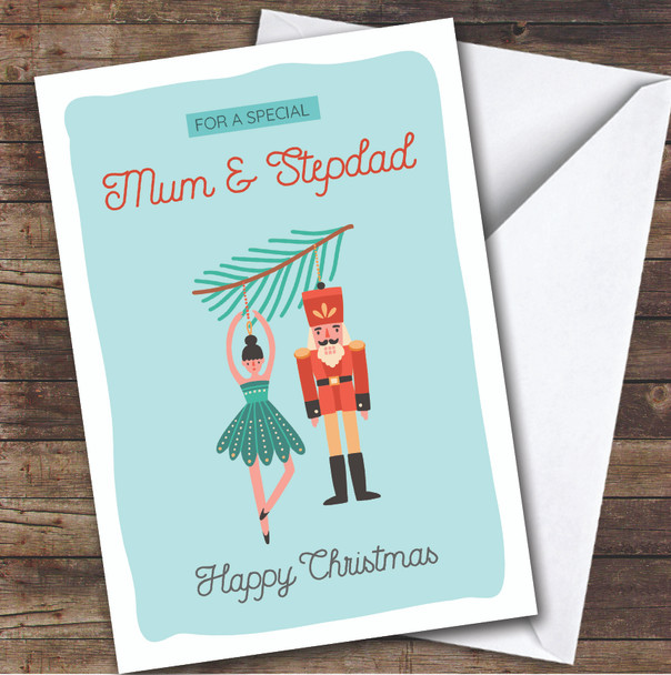 Special Mum & Stepdad Tree Fairy Nutcracker Happy Personalised Christmas Card
