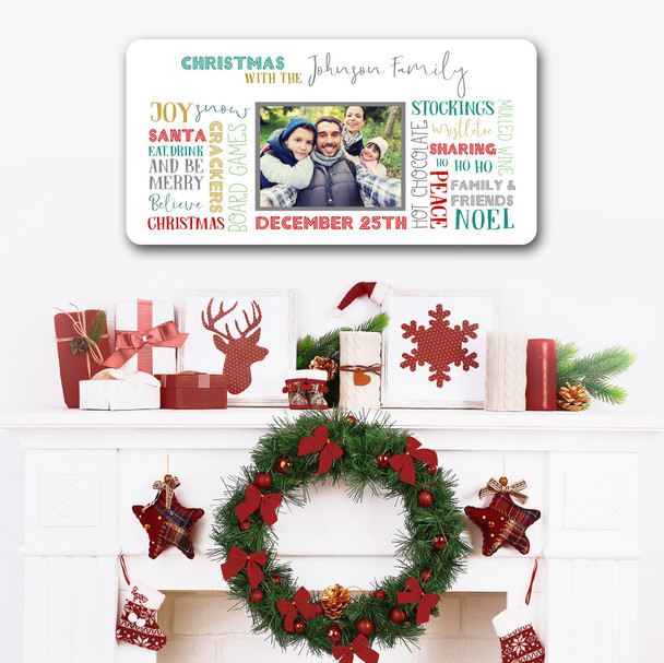 White Christmas With The Family Sayings Quotes Text Your Photo Personalised Sign