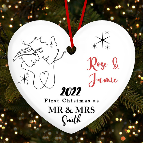 First As Mr & Mrs Couple Heart Personalised Christmas Tree Ornament Decoration First As Mr & Mrs Couple Heart Personalised Christmas Tree Ornament Decoration