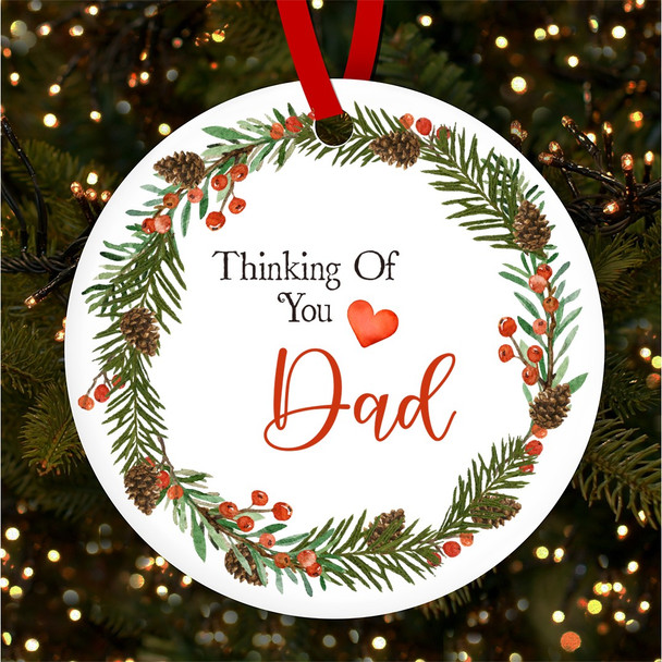 Thinking Of You Dad Wreath Personalised Christmas Tree Ornament Decoration