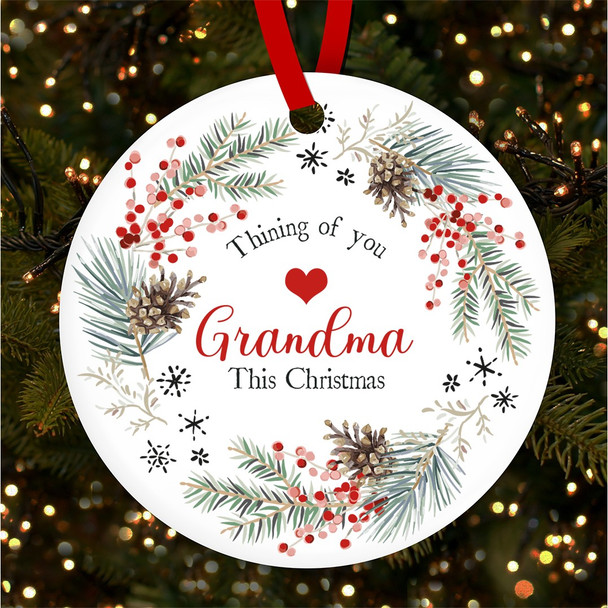 Thinking Of You Grandma Memorial Personalised Christmas Tree Ornament Decoration