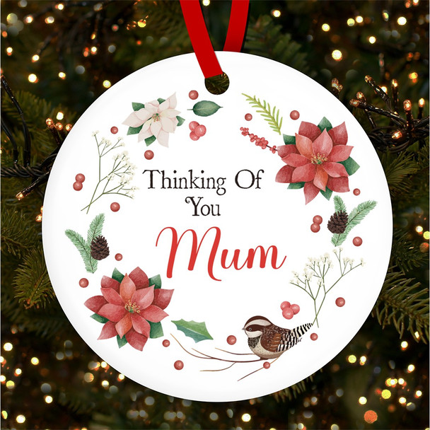 Thinking Of You Mum Wreath Bird Personalised Christmas Tree Ornament Decoration