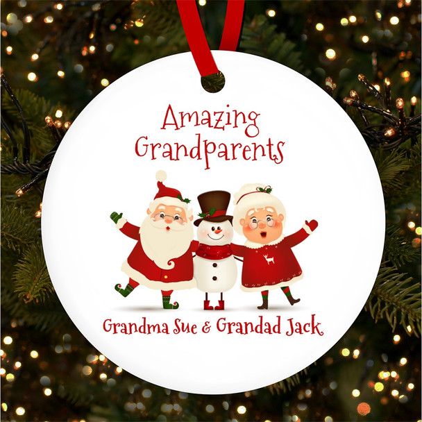 Amazing Grandparents Santa Round Personalised Christmas Tree Ornament Decoration