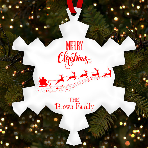 Name Santa Sleigh Snowflake Personalised Christmas Tree Ornament Decoration