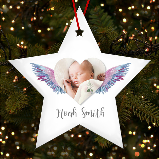 Memorial Photo Angel Wings Personalised Christmas Tree Ornament Decoration
